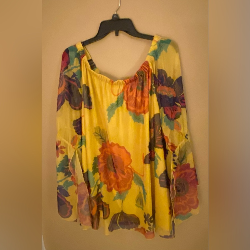 Ashley Stewart Floral Yellow Women's Top